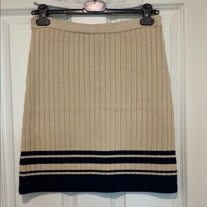 Tory Burch Beige and Dark Blue Striped Skirt